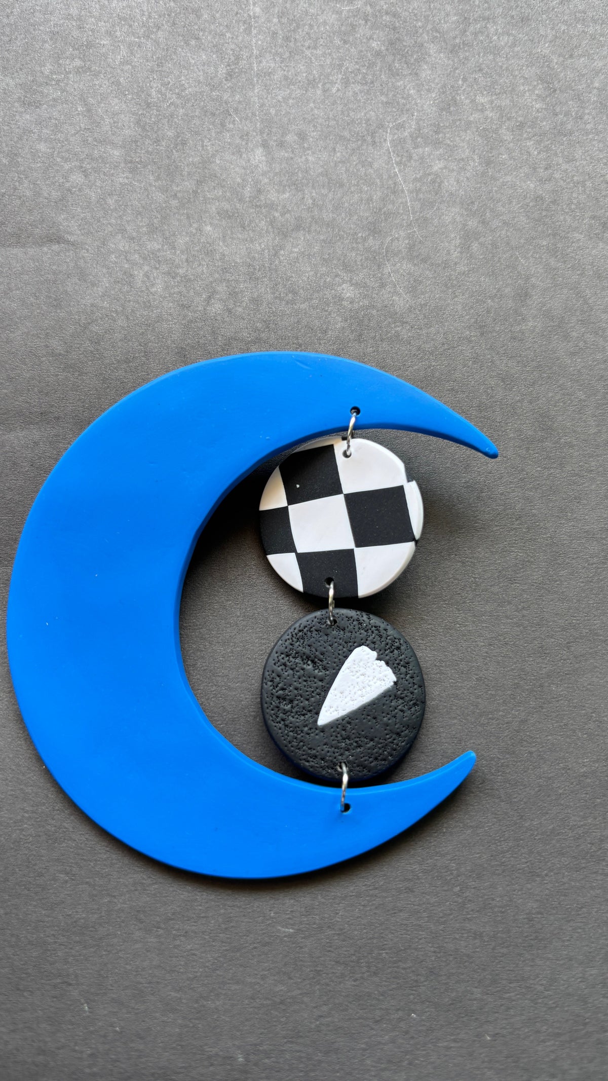 Contemporary Moon - Blue, White and Black - CiceroniEarringsColoured Ears