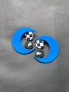 Contemporary Moon - Blue, White and Black - CiceroniEarringsColoured Ears