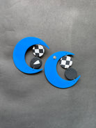 Contemporary Moon - Blue, White and Black - CiceroniEarringsColoured Ears