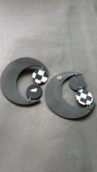 Contemporary Moon - White and Black - CiceroniEarringsColoured Ears