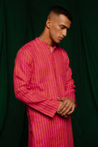 Coral Linen Men's Kurta Set - CiceroniKurta Set, Festive WearSaphed