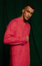 Coral Linen Men's Kurta Set - CiceroniKurta Set, Festive WearSaphed