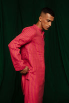 Coral Linen Men's Kurta - CiceroniKurta, Festive WearSaphed