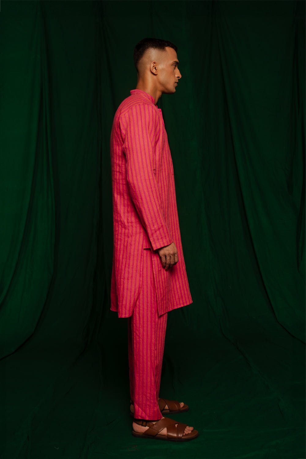 Coral Linen Men's Kurta - CiceroniKurta, Festive WearSaphed