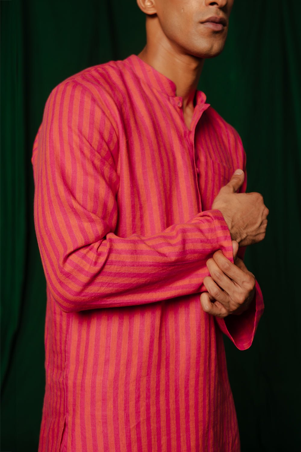 Coral Linen Men's Kurta - CiceroniKurta, Festive WearSaphed