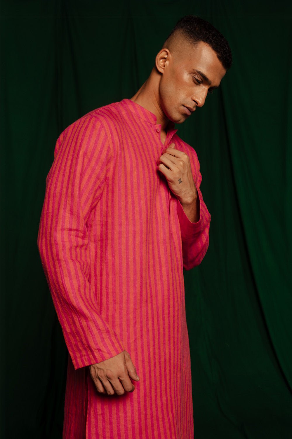 Coral Linen Men's Kurta - CiceroniKurta, Festive WearSaphed