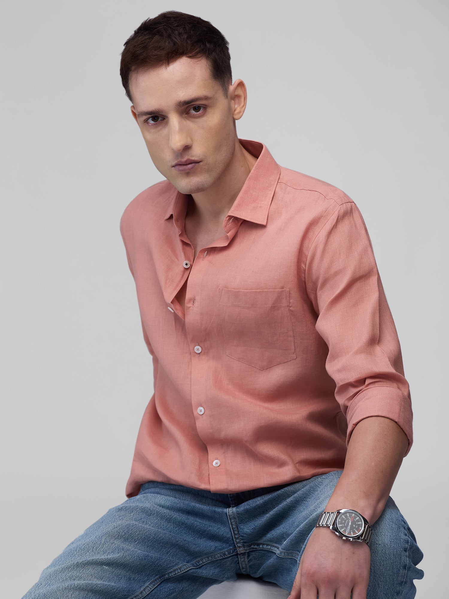 Coral Peach 100% Linen Classic Shirt - CiceroniMen Shirtsbhrāta