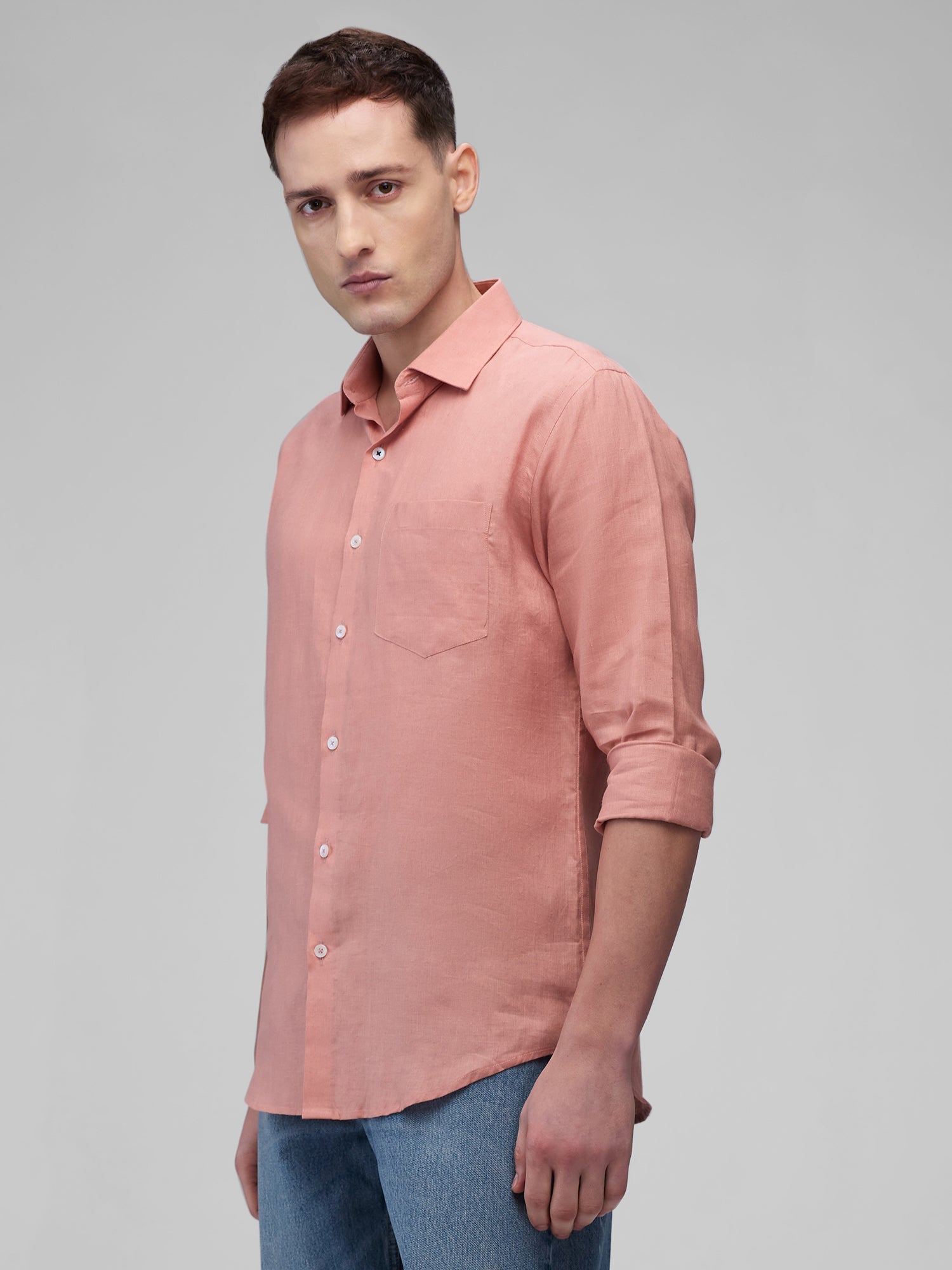 Coral Peach 100% Linen Classic Shirt - CiceroniMen Shirtsbhrāta