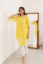 Corn Yellow Bandhej Tunic with White Pants - CiceroniKurta Set, Everyday WearSilai Studio