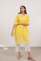 Corn Yellow Bandhej Tunic with White Pants - CiceroniKurta Set, Everyday WearSilai Studio