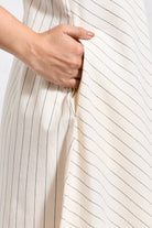 Cotton Striped Sleeveless A - line Dress with Back Patch - CiceroniDressesHiranya