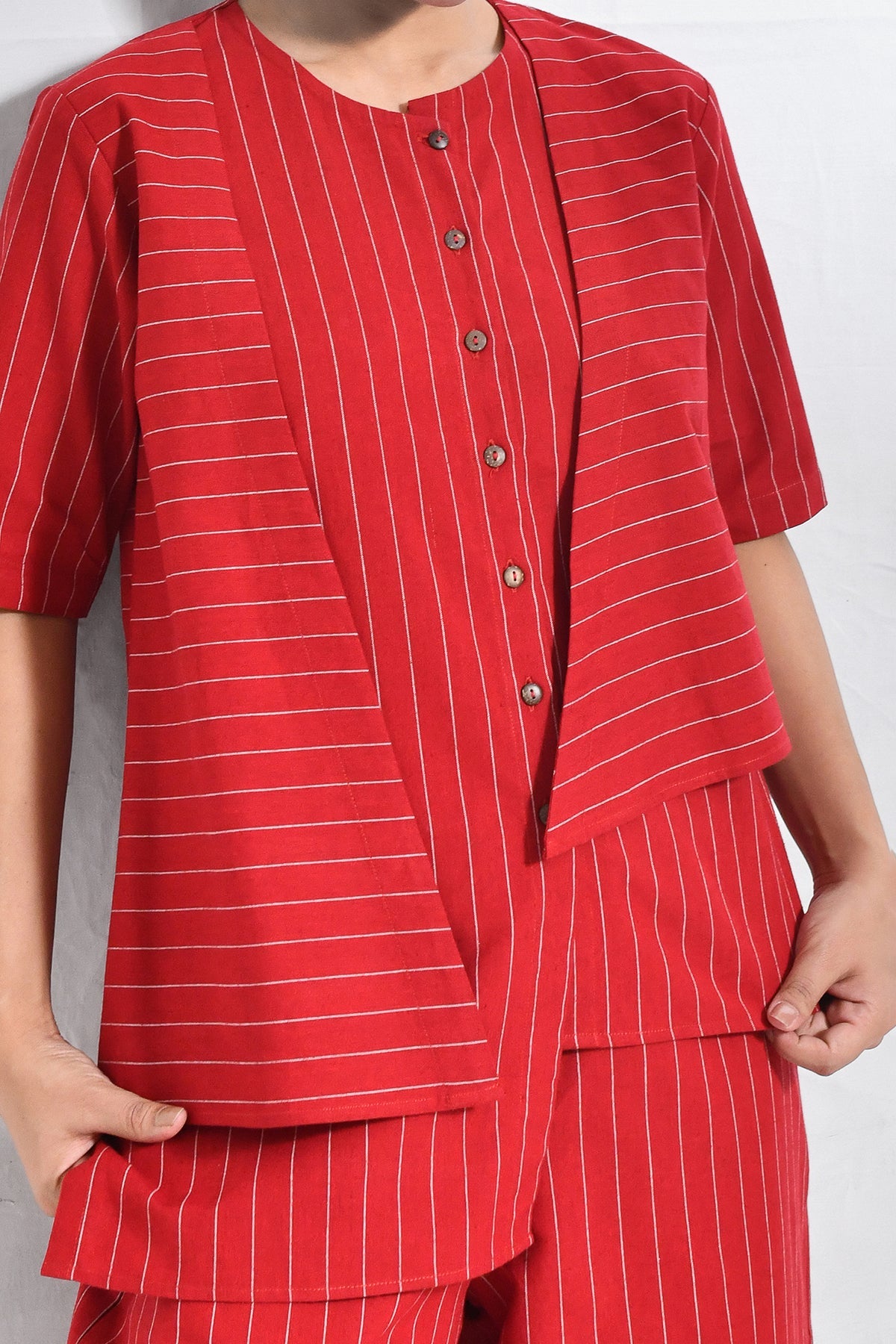 Cotton Stripes Asymmetrical Co - ord (Set of 2) - CiceroniCo - ord SetHiranya