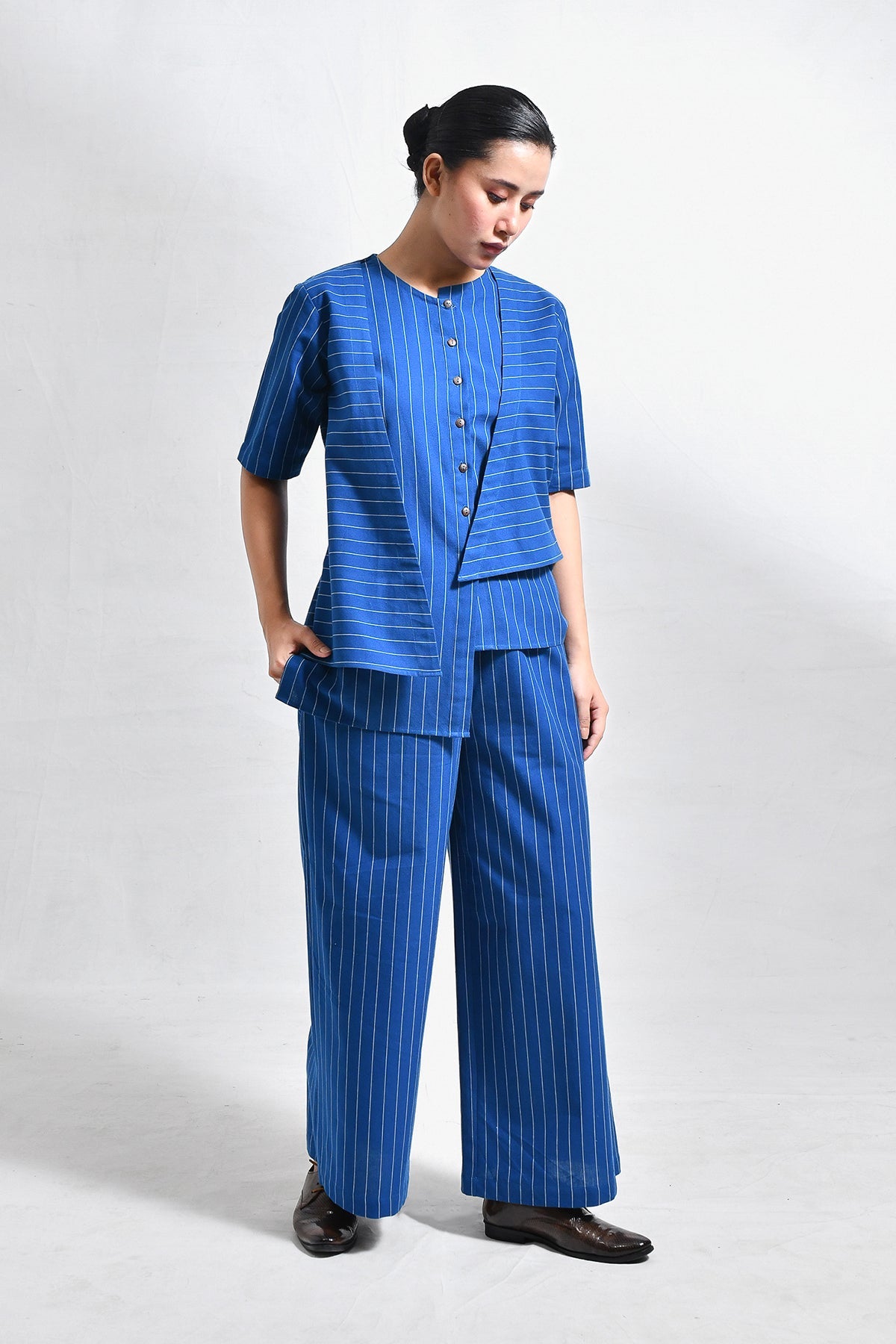 Cotton Stripes Asymmetrical Co - ord (Set of 2) - CiceroniCo - ord SetHiranya