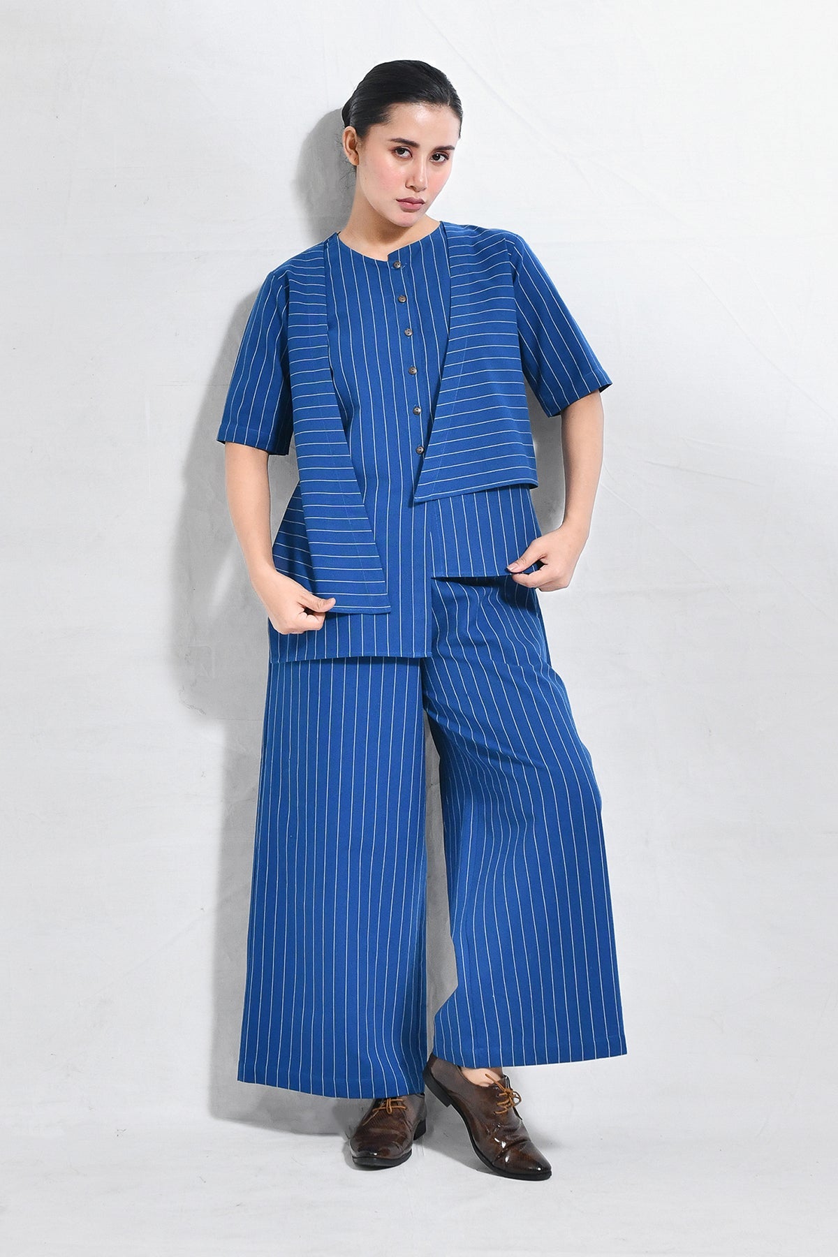 Cotton Stripes Asymmetrical Co - ord (Set of 2) - CiceroniCo - ord SetHiranya
