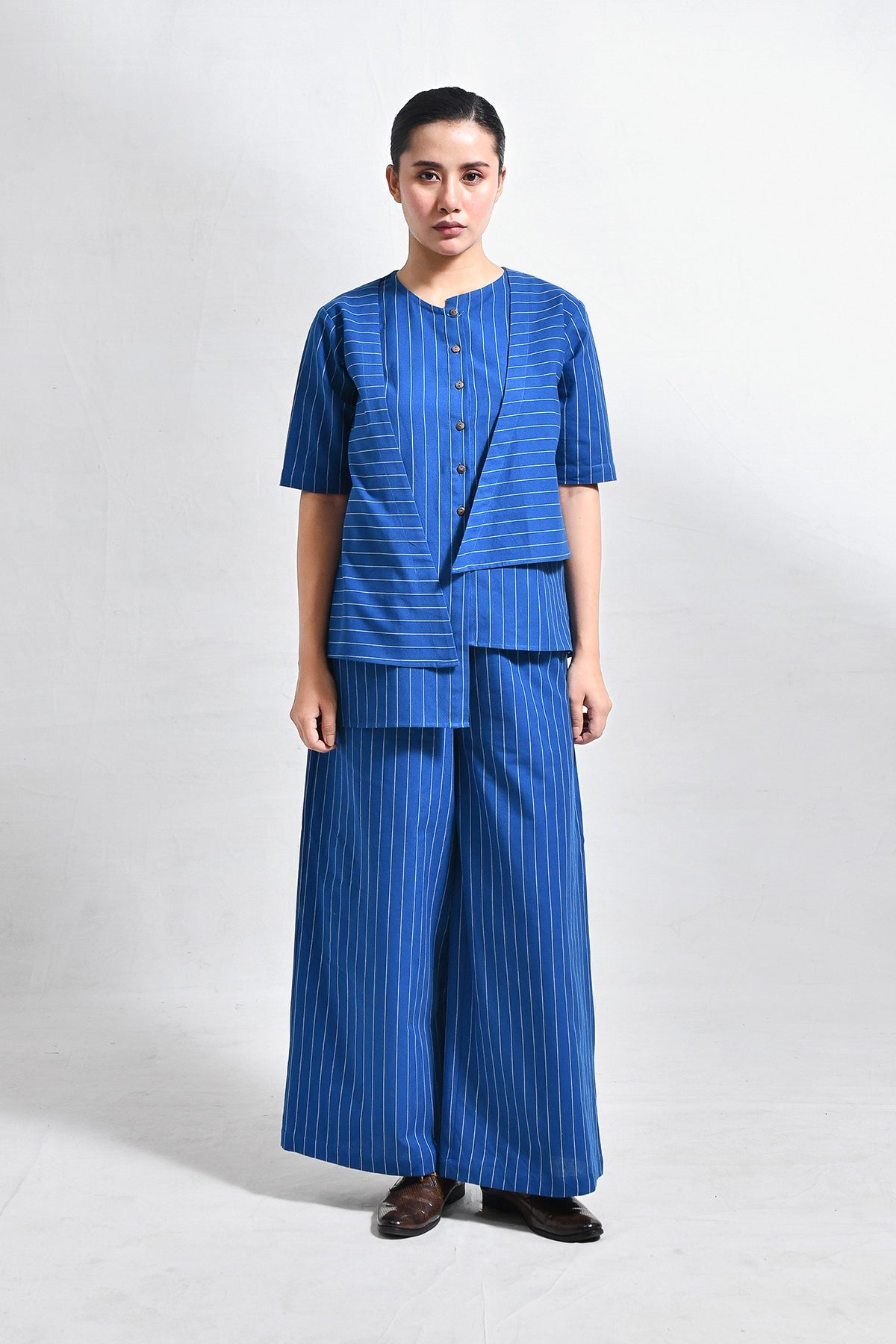 Cotton Stripes Asymmetrical Co - ord (Set of 2) - CiceroniCo - ord SetHiranya