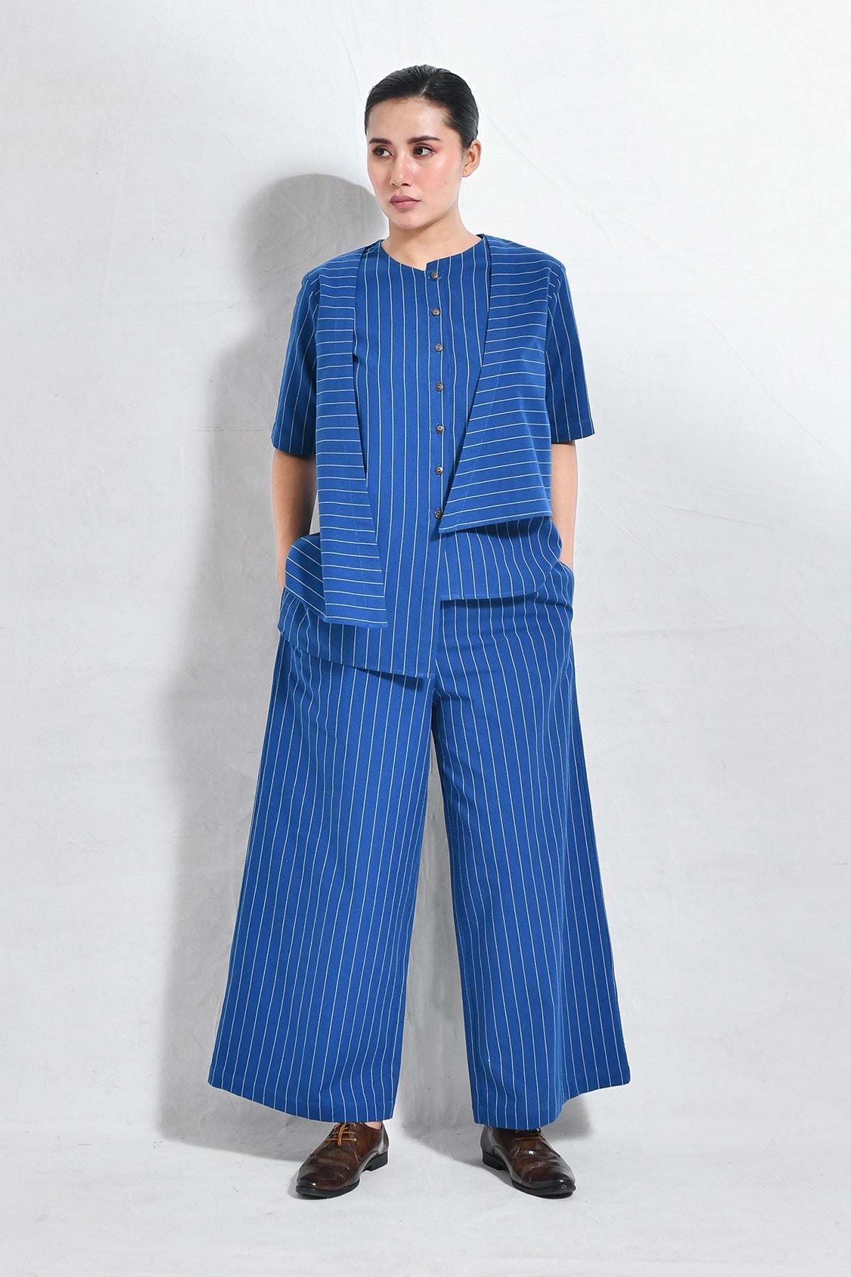 Cotton Stripes Asymmetrical Co - ord (Set of 2) - CiceroniCo - ord SetHiranya