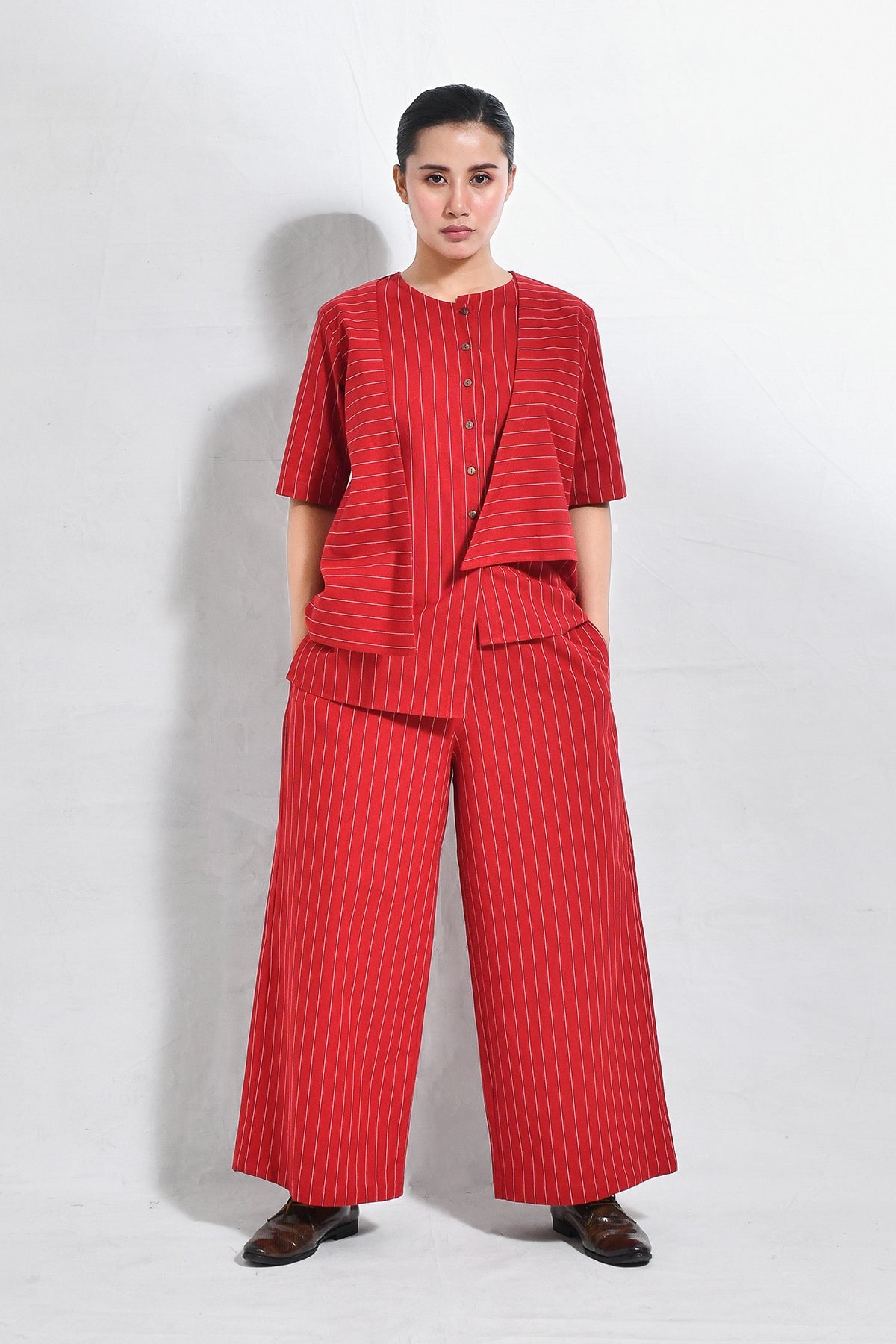 Cotton Stripes Asymmetrical Co - ord (Set of 2) - CiceroniCo - ord SetHiranya