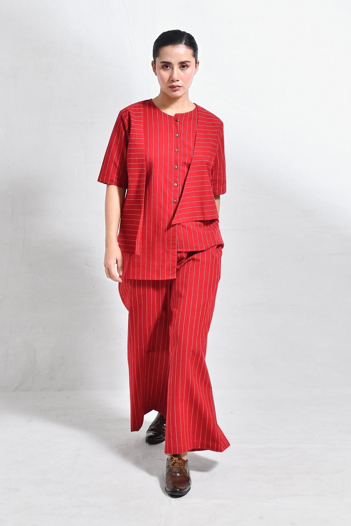 Cotton Stripes Asymmetrical Co - ord (Set of 2) - CiceroniCo - ord SetHiranya