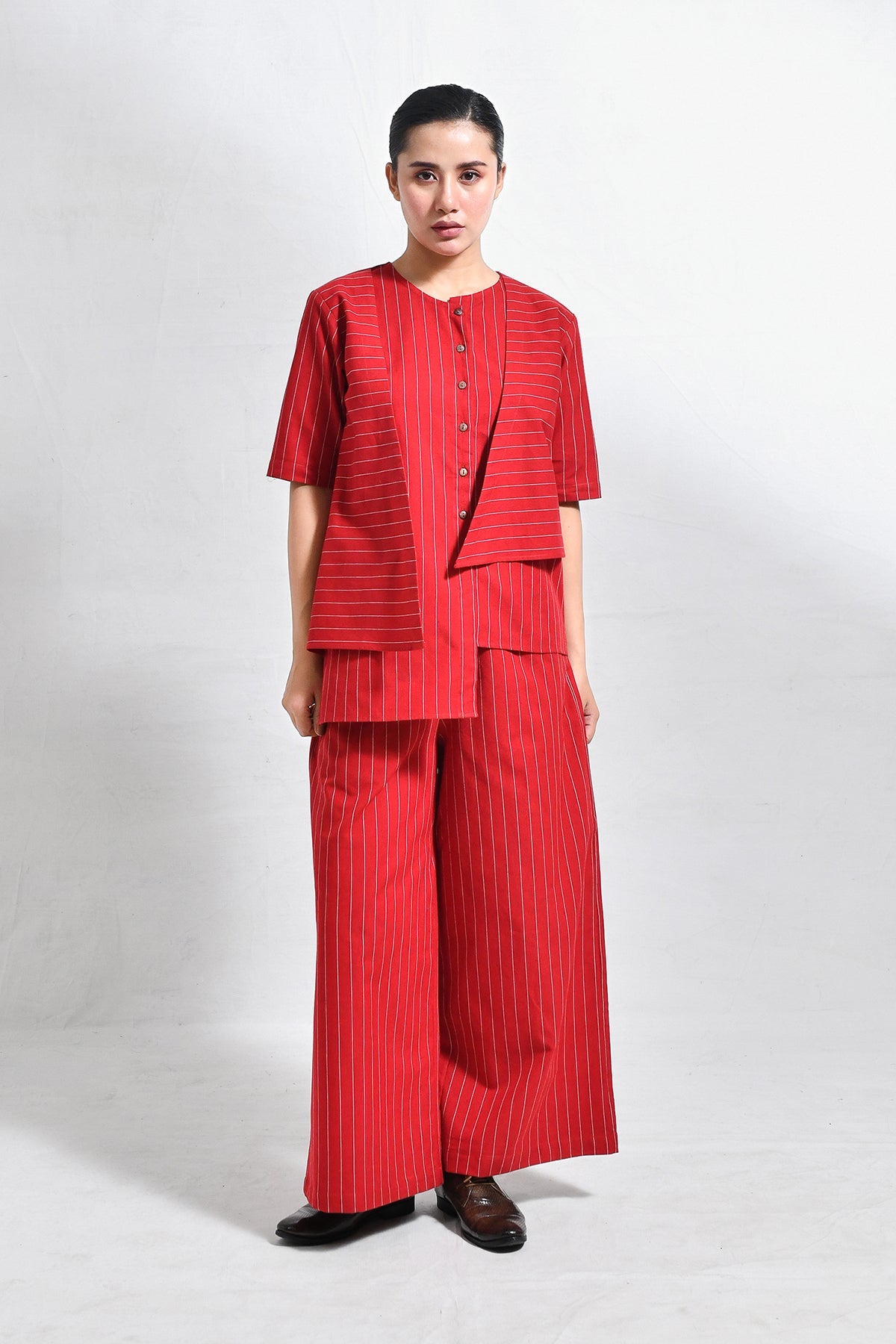 Cotton Stripes Asymmetrical Co - ord (Set of 2) - CiceroniCo - ord SetHiranya