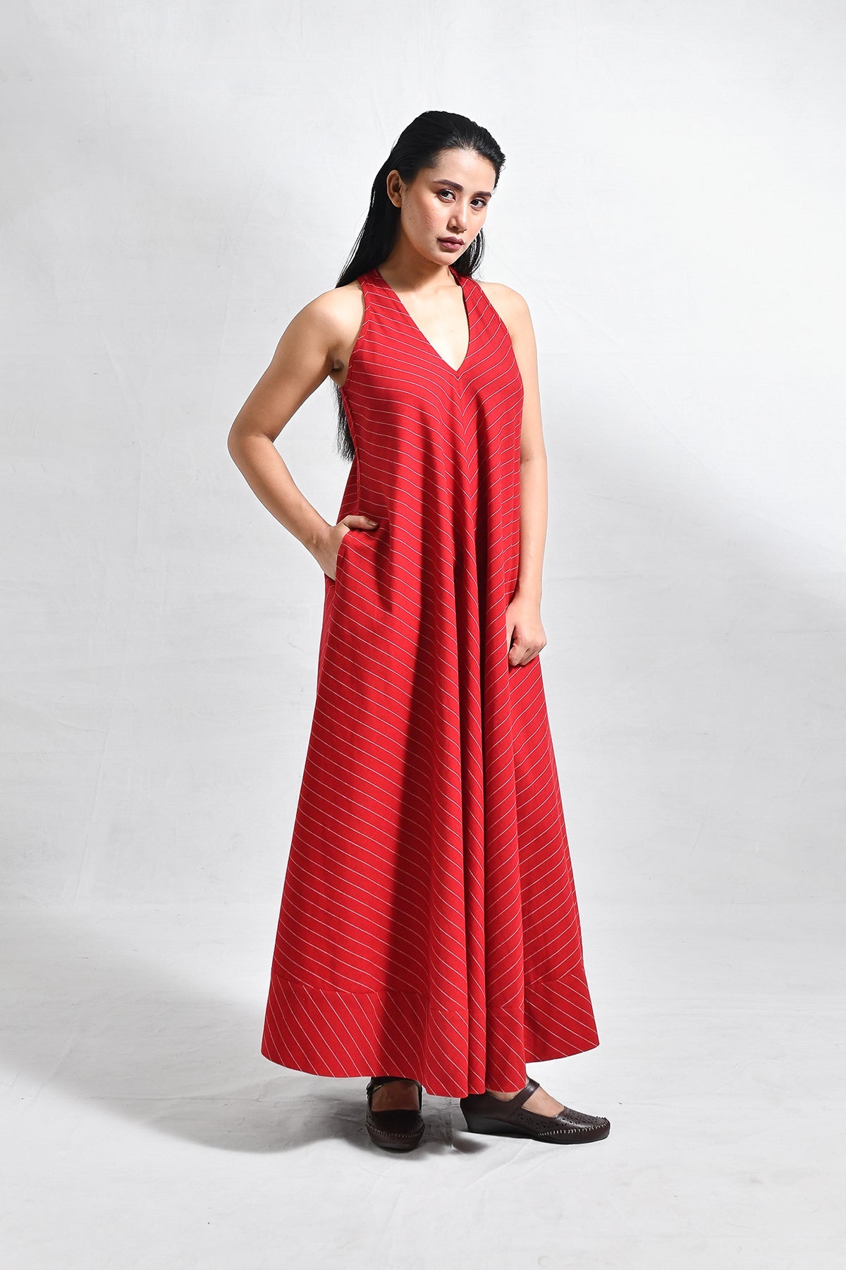 Cotton Stripes Back - Twist Dress - CiceroniDressesHiranya