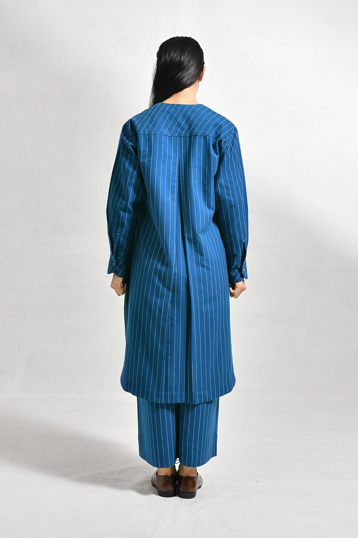 Cotton Stripes Box Pleat Co - ord (Set of 2) - CiceroniKurta Set, Everyday WearHiranya