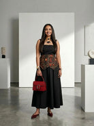 Crimson Echo Corset Belt with Dress - CiceroniDressArtbeats by Keerthana
