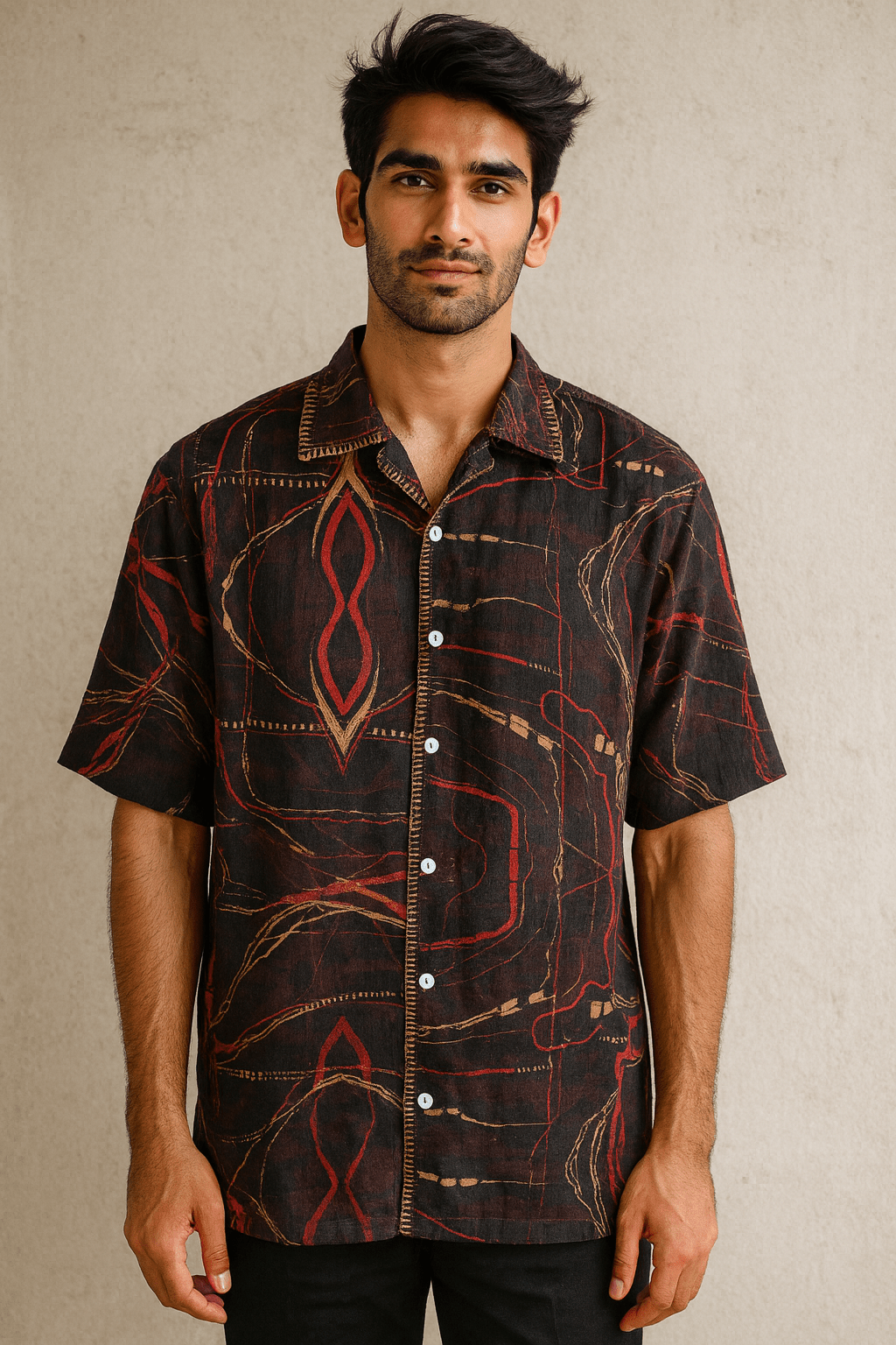 Crimson Echo Men's Art Shirt - CiceroniMen ShirtsArtbeats by Keerthana