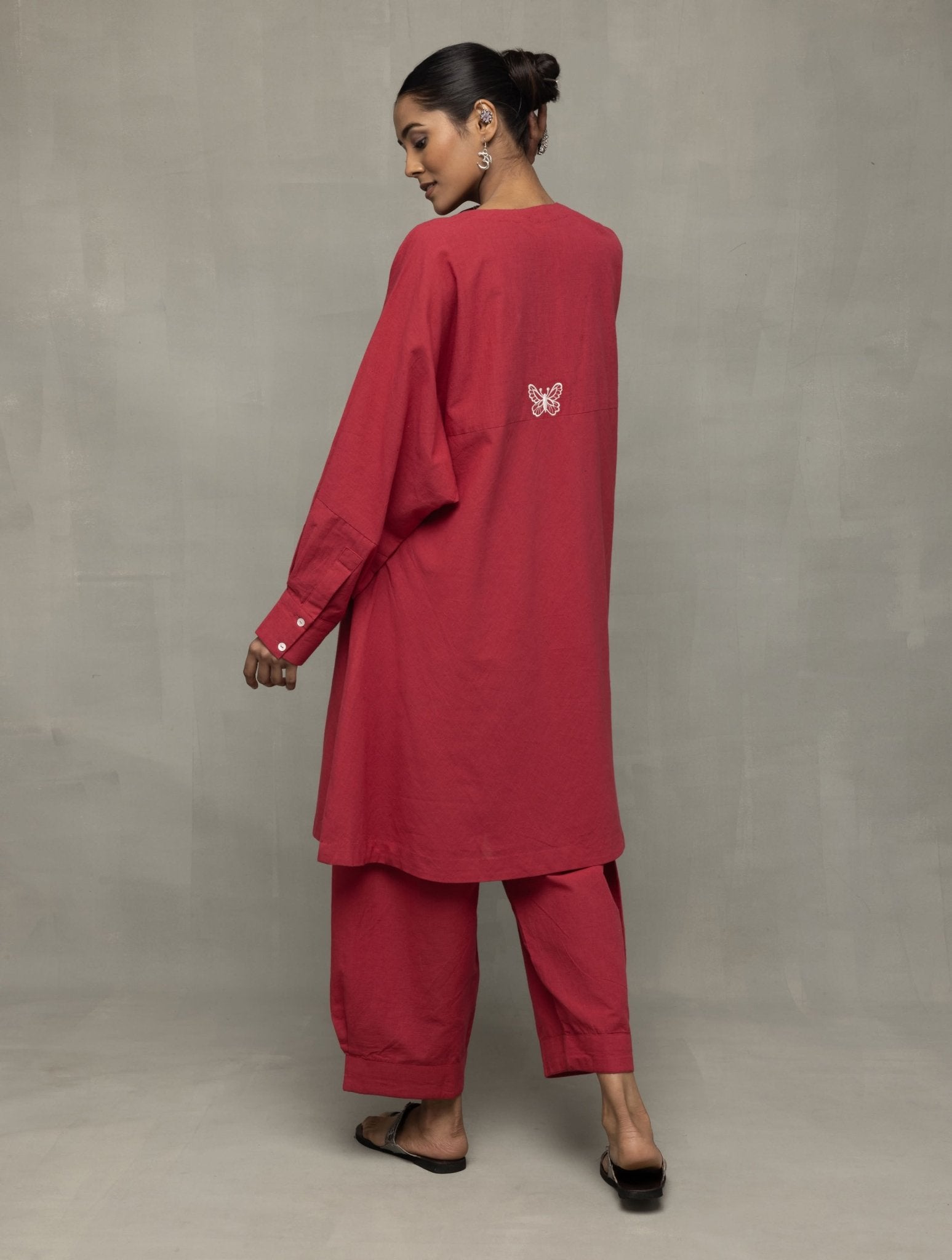 Crimson Pink Kala Cotton Oversized Co - ord Set - CiceroniKurta Set, Everyday WearSutra Art of Clothing