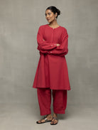 Crimson Pink Kala Cotton Oversized Co - ord Set - CiceroniKurta Set, Everyday WearSutra Art of Clothing