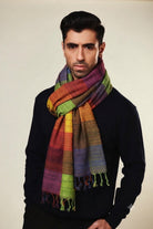 Crimson Red Madras Checks Peace Silk Scarf for Men - CiceroniScarfAeshaane