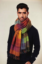 Crimson Red Madras Checks Peace Silk Scarf for Men - CiceroniScarfAeshaane
