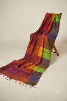 Crimson Red Madras Checks Peace Silk Scarf for Men - CiceroniScarfAeshaane
