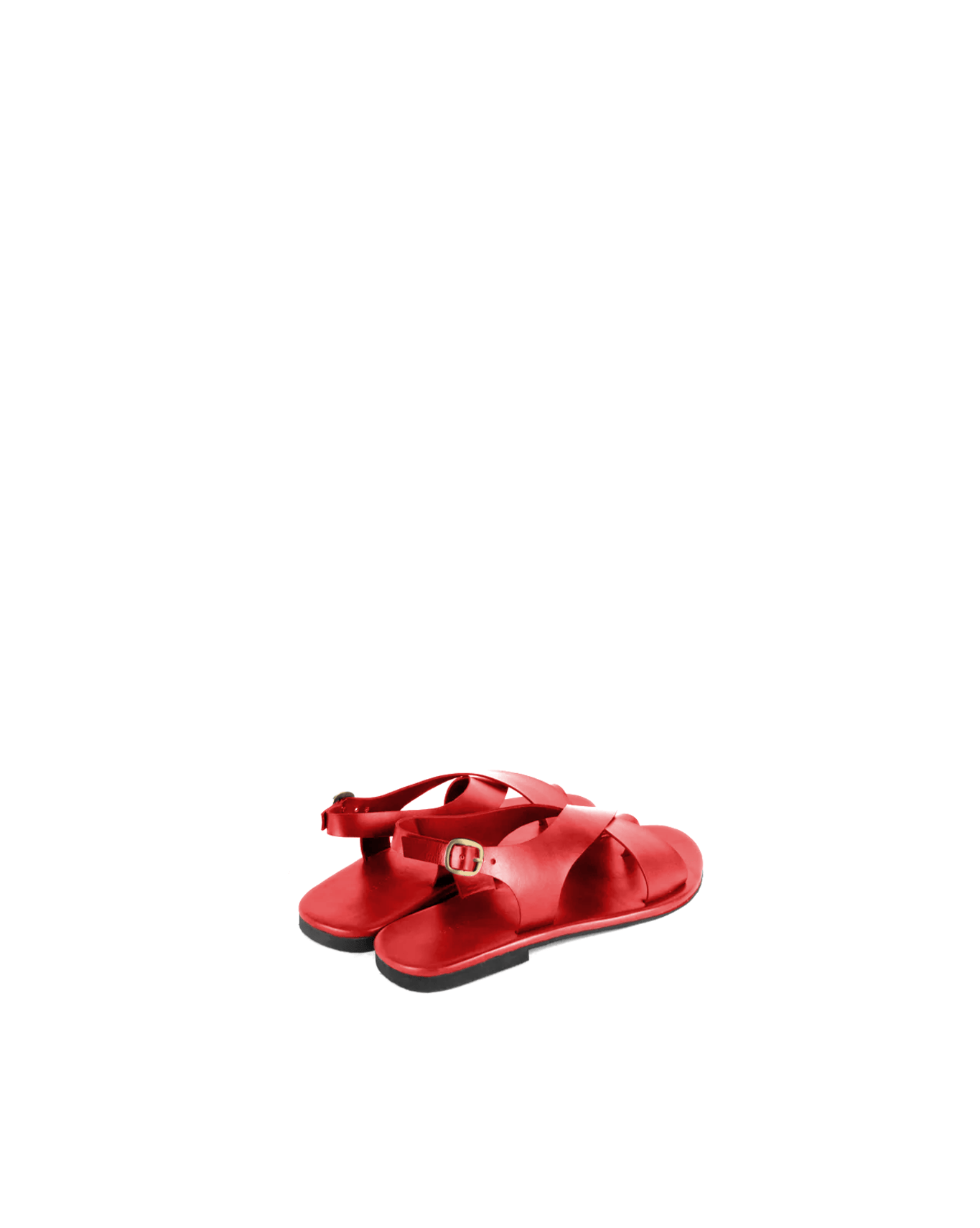 Crossover Strap Leather Women's Sandals - Cherry Red - CiceroniSandalsSlomotion