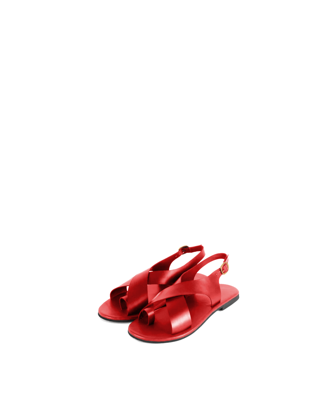 Crossover Strap Leather Women's Sandals - Cherry Red - CiceroniSandalsSlomotion