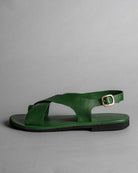 Crossover Strap Leather Women's Sandals - Green - CiceroniSandalsSlomotion
