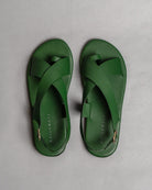 Crossover Strap Leather Women's Sandals - Green - CiceroniSandalsSlomotion