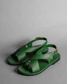 Crossover Strap Leather Women's Sandals - Green - CiceroniSandalsSlomotion
