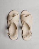 Crossover Strap Leather Women's Sandals - Ivory - CiceroniSandalsSlomotion