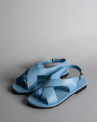 Crossover Strap Leather Women's Sandals - Sky - CiceroniSandalsSlomotion