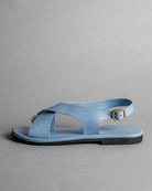 Crossover Strap Leather Women's Sandals - Sky - CiceroniSandalsSlomotion