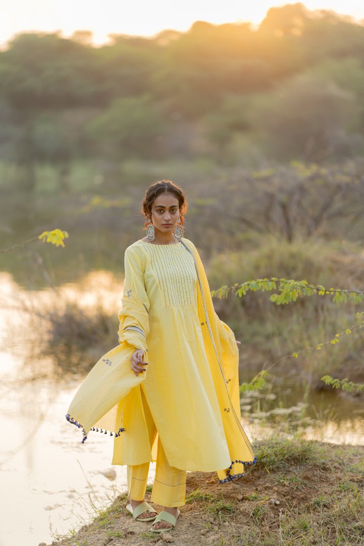 Cupcake Yellow Kurta Set with Dupatta - CiceroniKurta Set, Everyday WearMaidaan