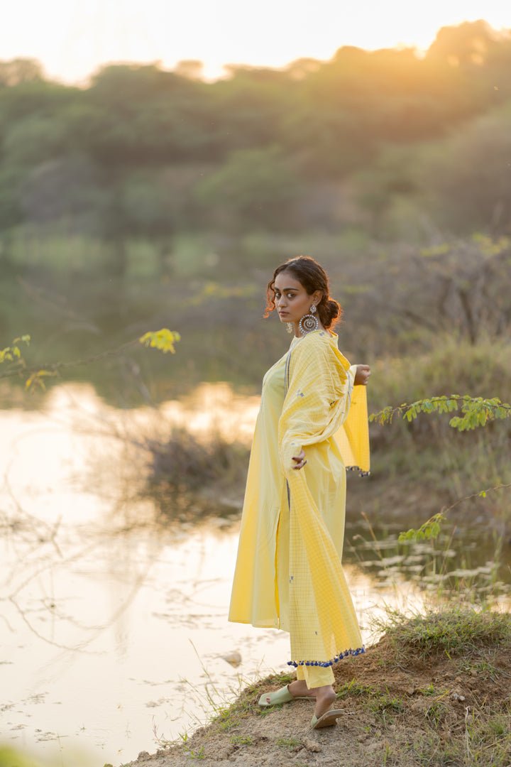 Cupcake Yellow Kurta Set with Dupatta - CiceroniKurta Set, Everyday WearMaidaan