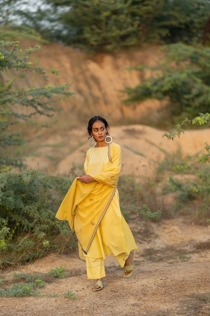 Cupcake Yellow Kurta Set with Dupatta - CiceroniKurta Set, Everyday WearMaidaan