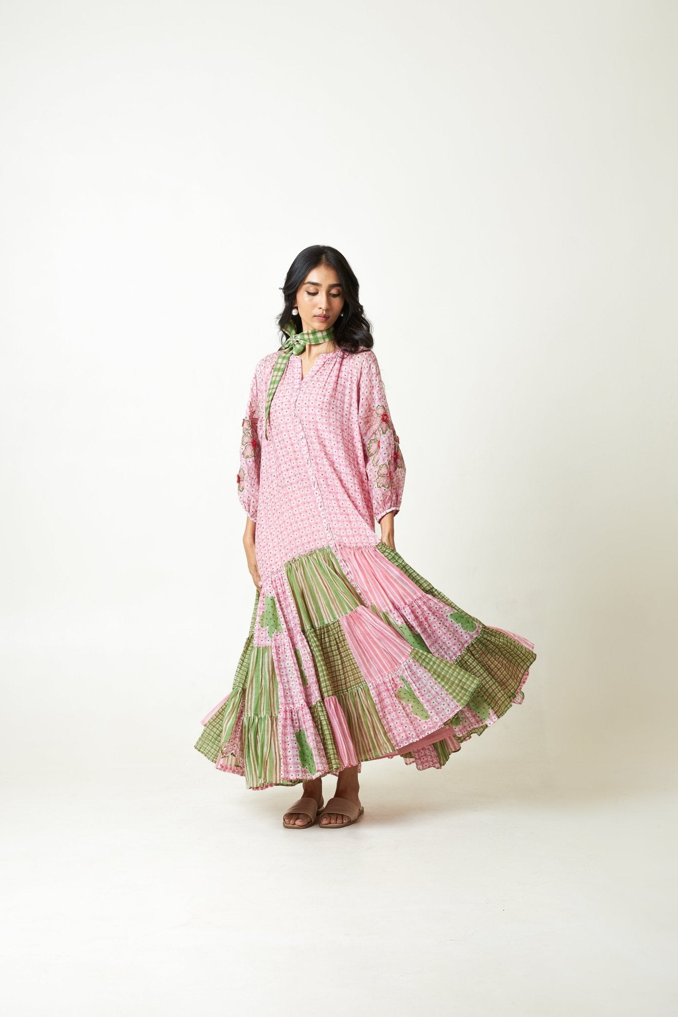 Daylily Block Printed Dress - CiceroniDressPants and Pajamas