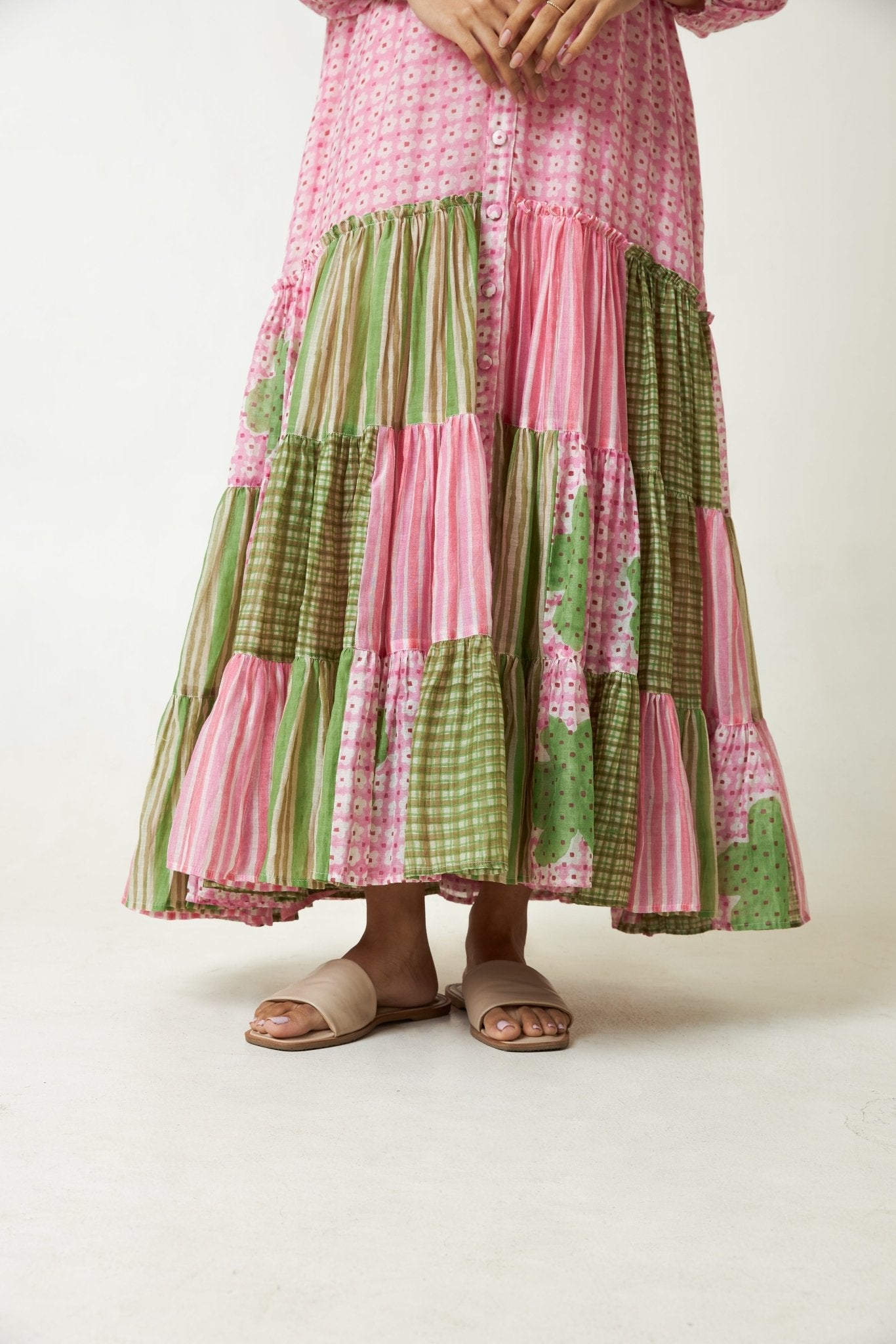 Daylily Block Printed Dress - CiceroniDressPants and Pajamas