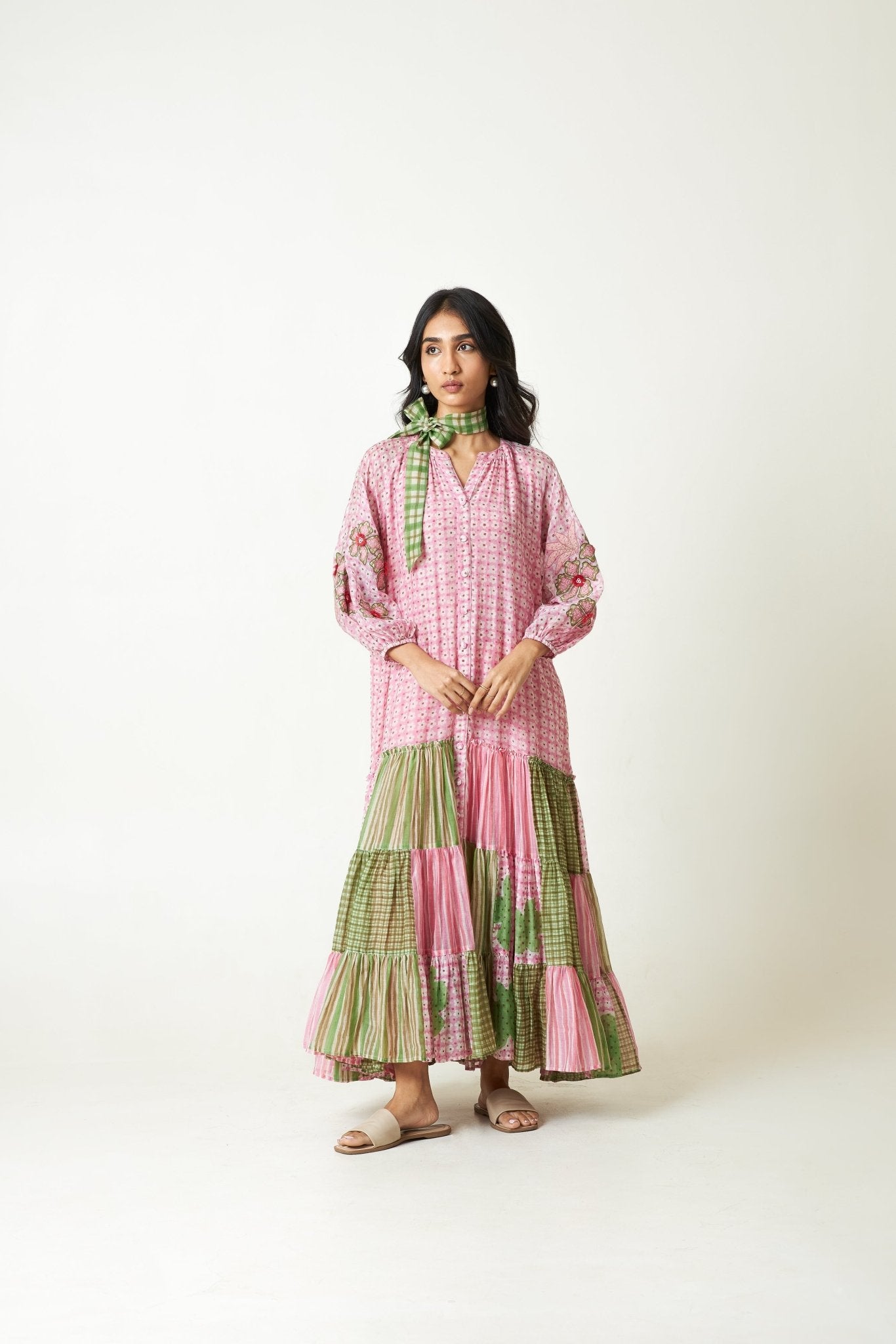 Daylily Block Printed Dress - CiceroniDressPants and Pajamas