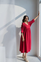 Deep Crimson Midi Dress - CiceroniDressesSilai Studio