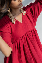 Deep Crimson Midi Dress - CiceroniDressesSilai Studio