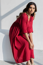 Deep Crimson Midi Dress - CiceroniDressesSilai Studio