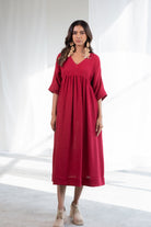 Deep Crimson Midi Dress - CiceroniDressesSilai Studio